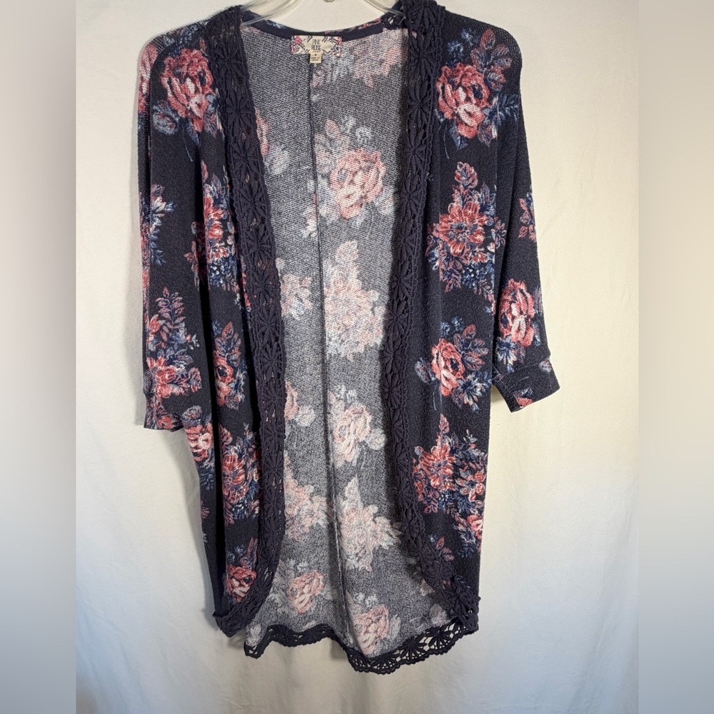 Pink Rose Floral Knit Sweater